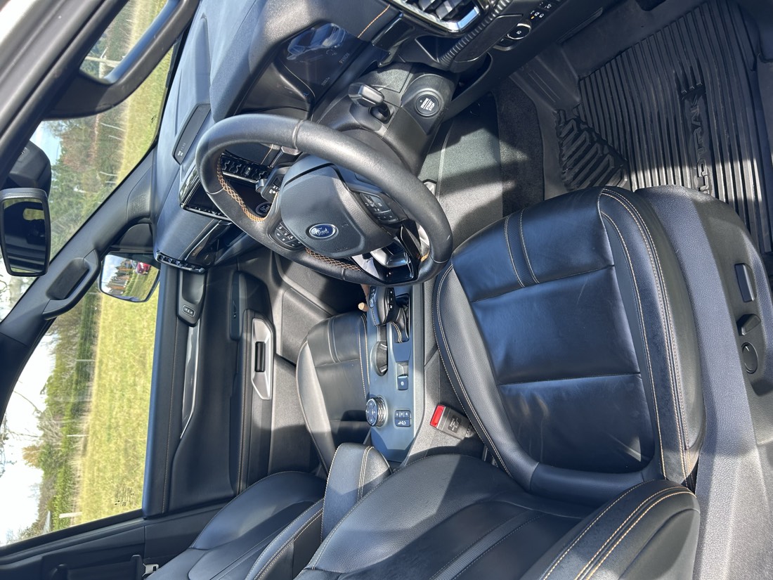 Clean detailed car interior and steering wheel